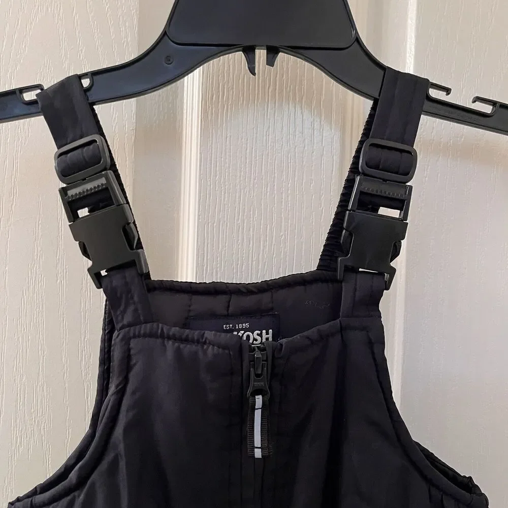 OshKosh B'gosh Black Perfect Snow Bib Overalls Snowsuit Boys Size 4 NWT
